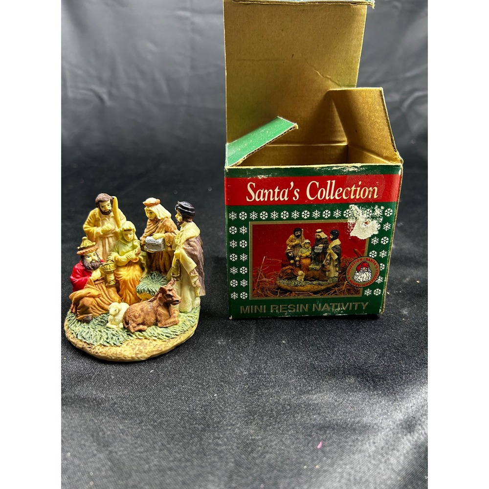 Santas Collection Mini Resin Nativity Scene Figurine Christmas Decor with Box